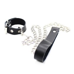 buckling cock ring and chain leash set single layer