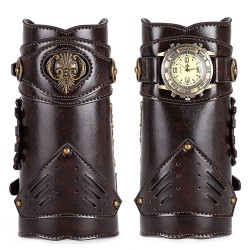 medieval unisex faux back leather bracer arm cuff